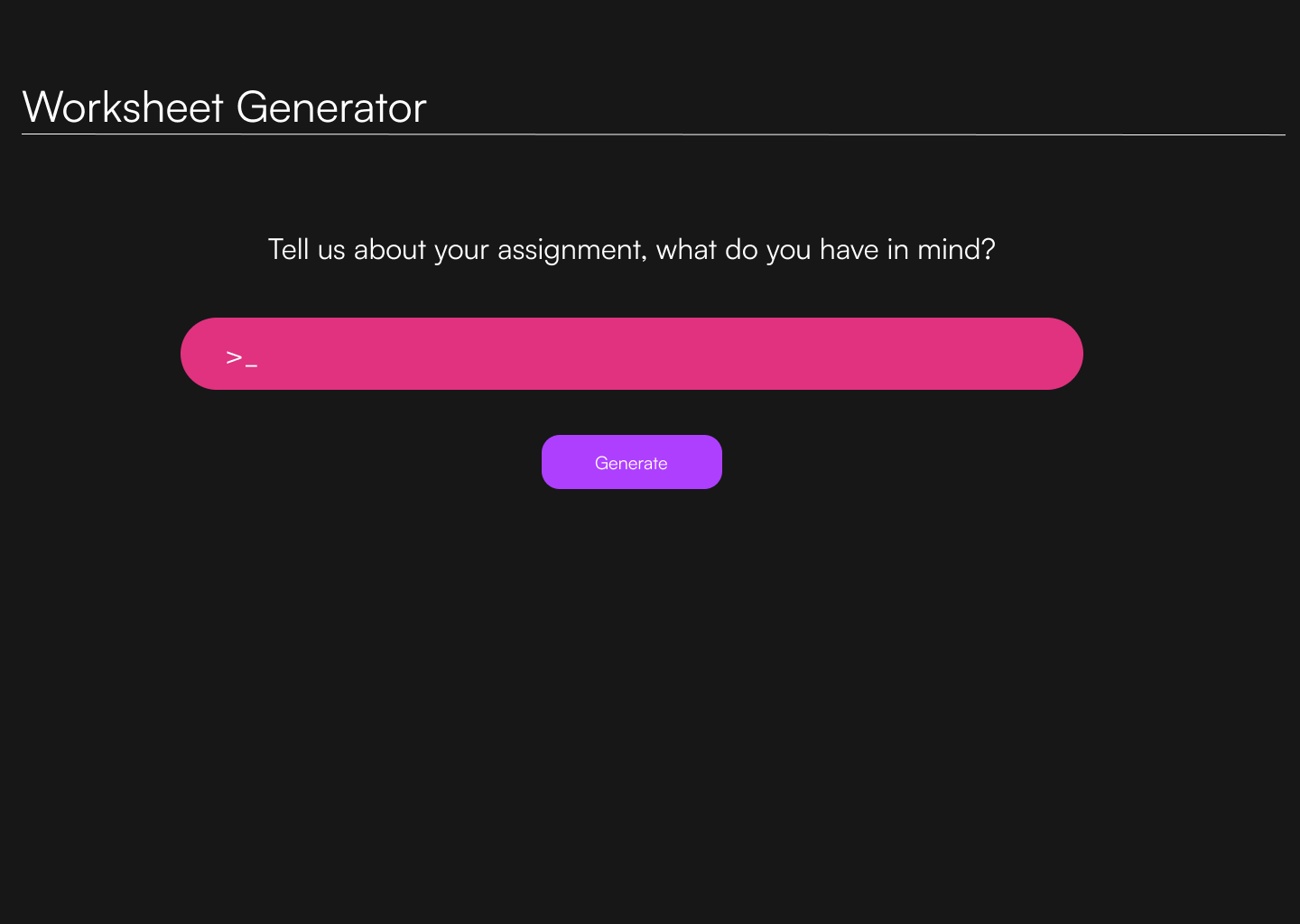 AI worksheet generator for edtech program