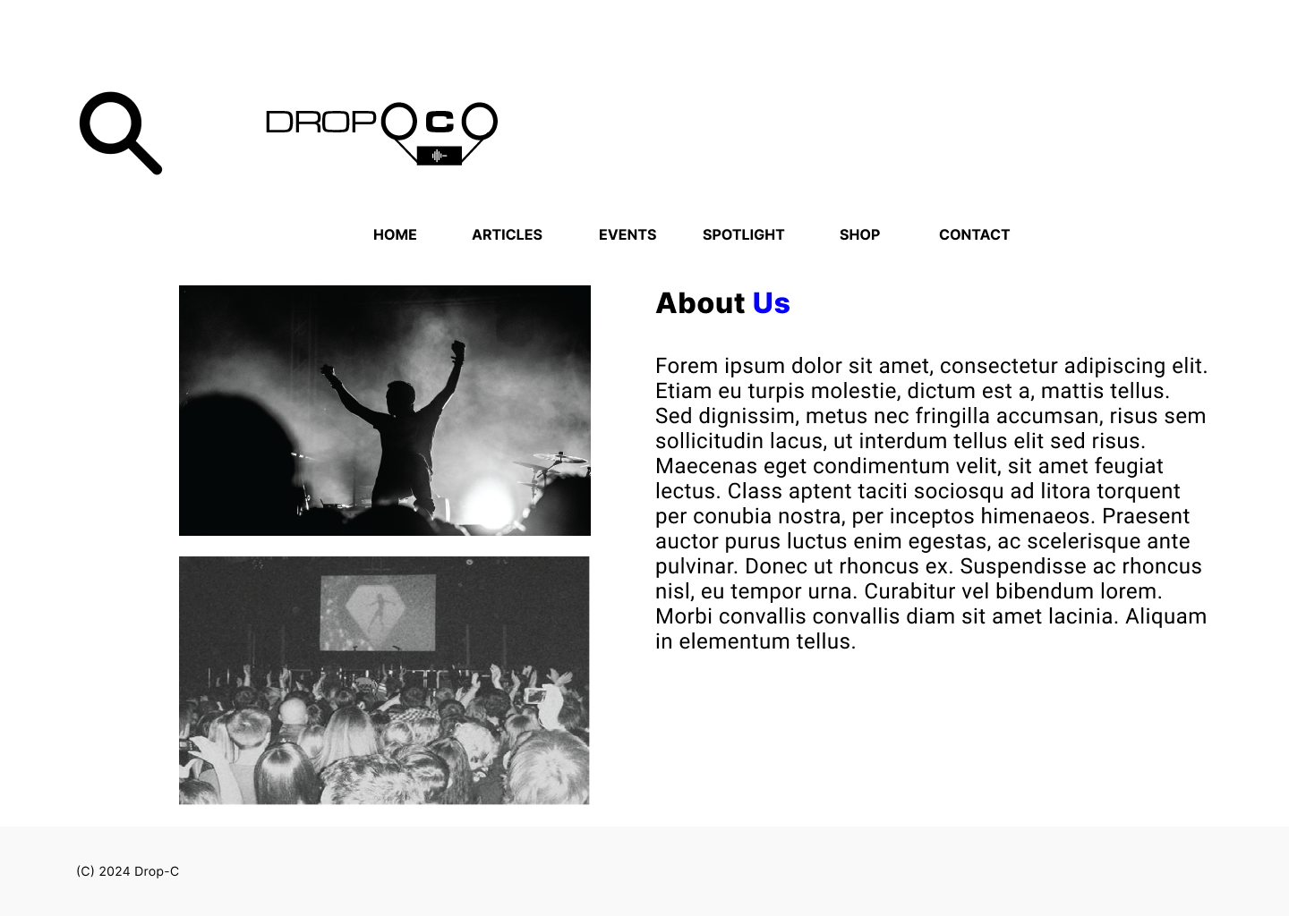 Mockup for music publication site