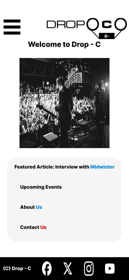 Mockup for music publication site, mobile version